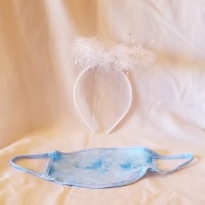 Face Mask Hair Band Set Kids Girls Angel Halo